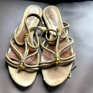 Alexander Mcqueen gold tone sandal